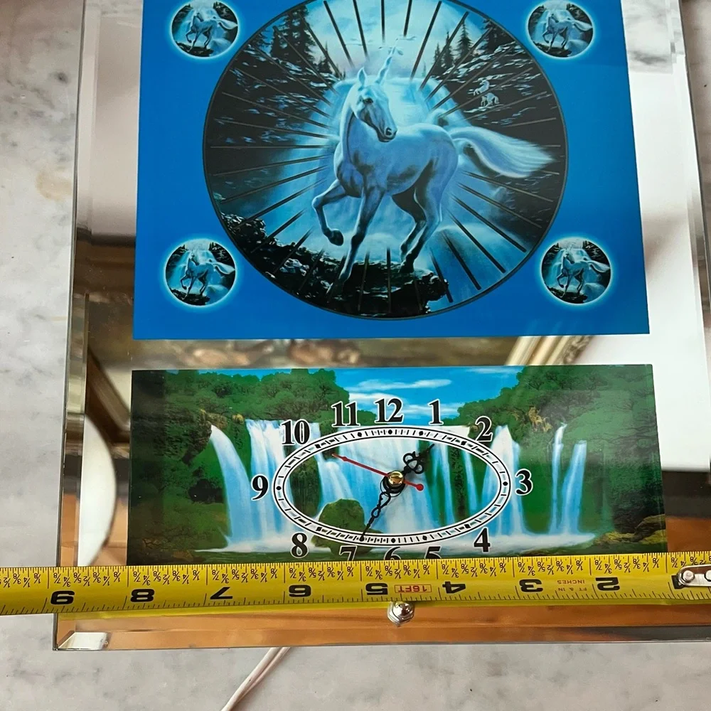 Vintage 80s Blue and Green Unicorn Light up Wall Clock